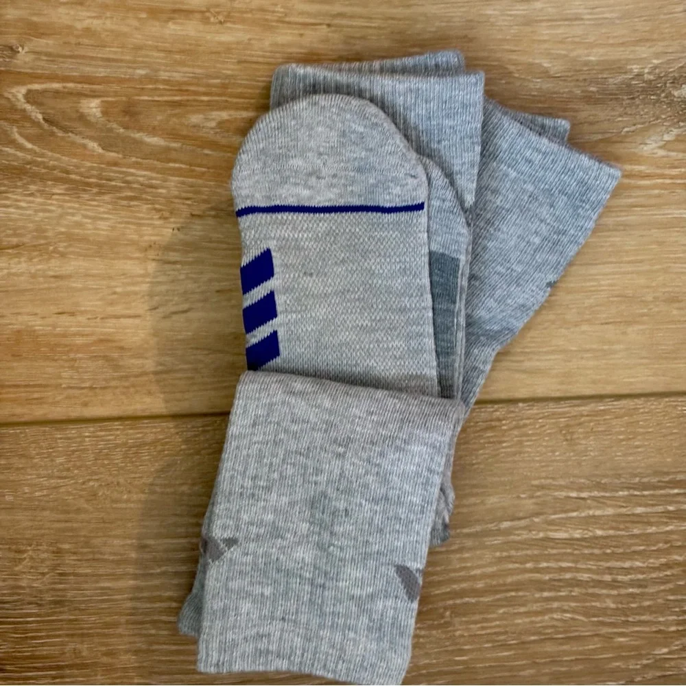 Adidas Men’s‎ Superlite 3 Pair Crew Socks Lightweight Grey Royal Blue NEW